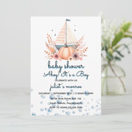 zeilboot Nautisch Baby shower zwangerschap Kaart (Staand voorkant)