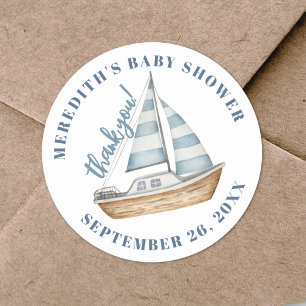 Zeilboot Nautisch Babyfeest Ronde Sticker