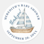 Zeilboot Nautisch Babyfeest Ronde Sticker (Voorkant)
