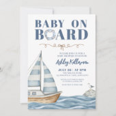 Zeilboot Nautisch Babyfeestje Kaart (Voorkant)