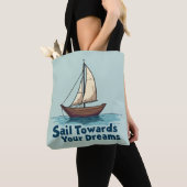  Zeilboot Nautisch Inspirerend Quote Tote Bag (Dichtbij)