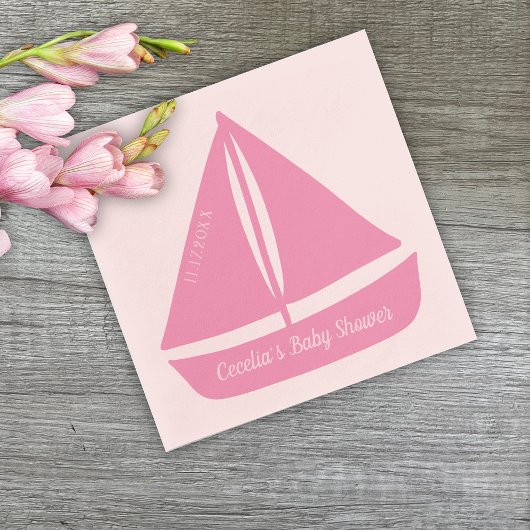 Zeilboot Nautisch Meisje Baby shower Servet