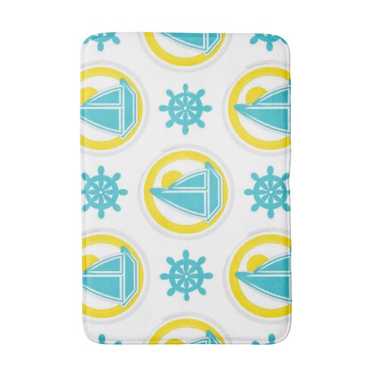 Zeilboot Nautisch patroon Badmat (Voorkant Verticaal)