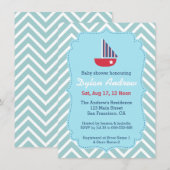 Zeilboot Nautische babyshower, Blauwe Chevron Kaart (Voorkant / Achterkant)