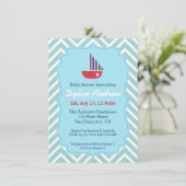 Zeilboot Nautische babyshower, Blauwe Chevron Kaart (Staand voorkant)