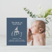 Zeilboot Nautische Geboorte met Fotoaankondiging Kaart (Staand voorkant)