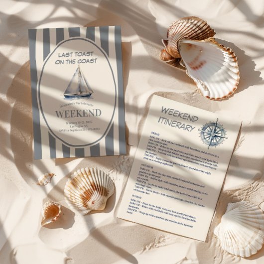 Zeilboot Nautische Golven Bachelorette Weekend Kaart