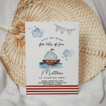 zeilboot nautische jongen verjaardag uitnodiging