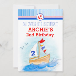 Zeilboot nautische jongens tweede verjaardag uitno kaart