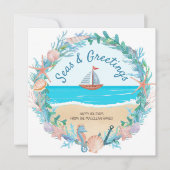 Zeilboot Nautische krans Kustkerst Feestdagenkaart (Voorkant)