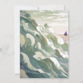 Zeilboot Nautische Oceaan Kunst Bruiloft Vrijgezel Kaart (Achterkant)