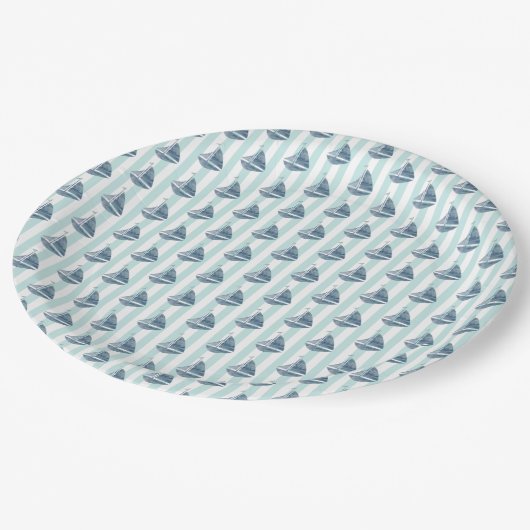 Zeilboot Nautische Schilderij Oceaan Papieren Bordje (Gekanteld)