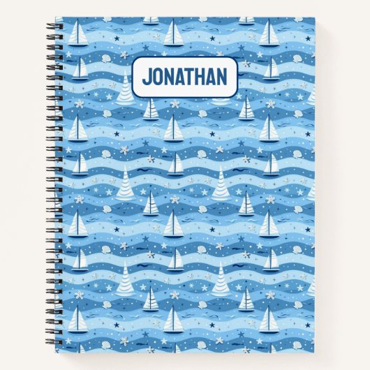 Zeilboot Nautische School Custom Spiral Notitieboe Notitieboek (Voorkant)