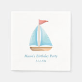 Zeilboot Nautische Thema Verjaardag Servet (Voorkant)