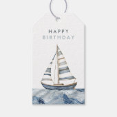 Zeilboot nautische verjaardag cadeaulabel (Voorkant)