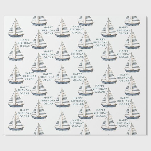 Zeilboot Nautische Verjaardag I Cadeaupapier (Vlak)