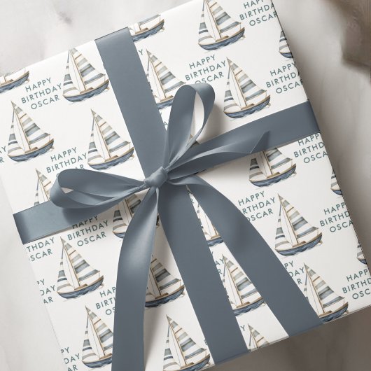 Zeilboot Nautische Verjaardag I Cadeaupapier