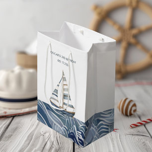 Zeilboot nautische verjaardag medium cadeauzakje