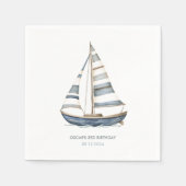 Zeilboot nautische verjaardag servet (Voorkant)