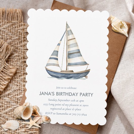 Zeilboot nautische verjaardag uitnodigingen