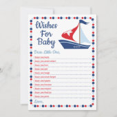 Zeilboot Nautische Wensen Voor Baby Shower Spel Kaart (Voorkant)