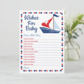 Zeilboot Nautische Wensen Voor Baby Shower Spel Kaart (Staand voorkant)