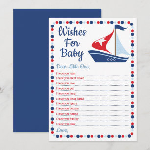 Zeilboot Nautische Wensen Voor Baby Shower Spel Kaart