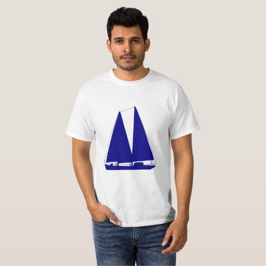 Zeilboot Navy Blue Nautical T-shirt (Voorkant volledig)