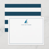Zeilboot Navy Blue Stationery Note Kaart Notitiekaartje (Voorkant / Achterkant)