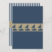 Zeilboot Navy Blue Stripes Baby shower Kaart (Voorkant / Achterkant)