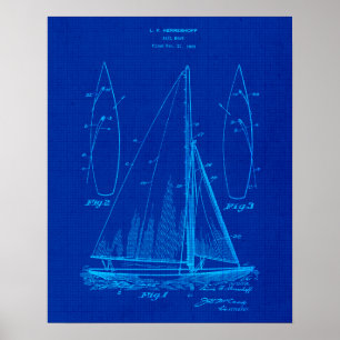 Zeilboot nr. 1 Patent Blauwdruk Poster