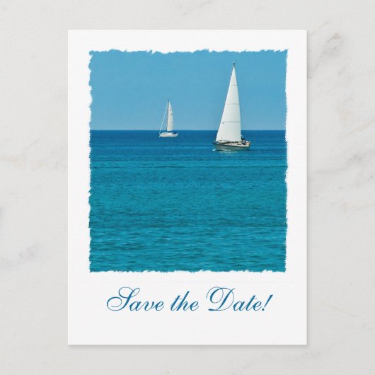 Zeilboot Ocean Destination Wedding Save the Date Aankondigingskaart (Voorkant)