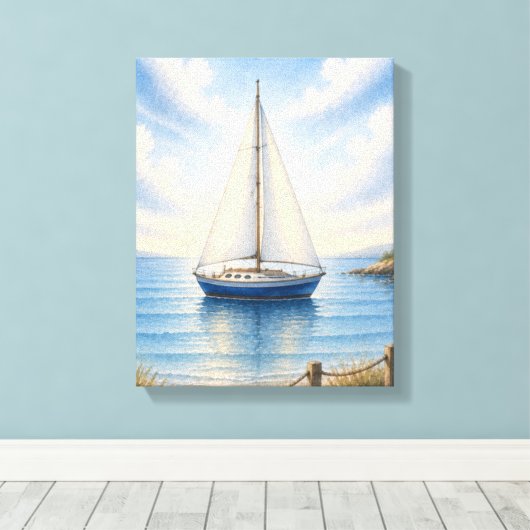 Zeilboot Omwikkelde Canvas Muur Hanging Afdruk (Insitu (Houten vloer))