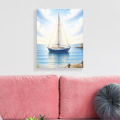 Zeilboot Omwikkelde Canvas Muur Hanging Afdruk (Insitu (Woonkamer))