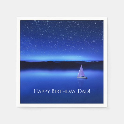 Zeilboot onder een Sterrennacht Sky Servet (Voorkant)