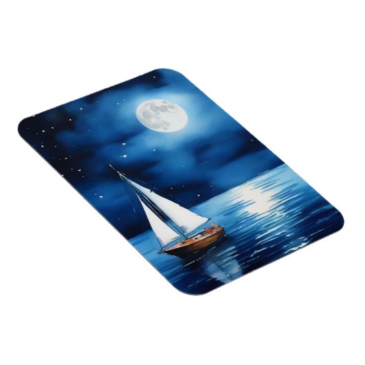 Zeilboot onder een volle maan magneet (Rechterzijde)