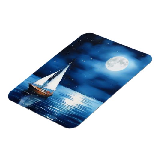 Zeilboot onder een volle maan magneet (Linkerzijde)