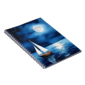 Zeilboot onder een volle maan notitieboek (Rechterzijde)