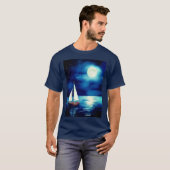 Zeilboot onder een volle maan t-shirt (Voorkant volledig)