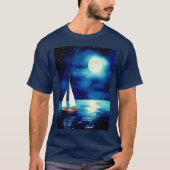 Zeilboot onder een volle maan t-shirt (Voorkant)