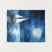 Zeilboot onder een volle maan wandkleed (Voorkant (horizontaal))