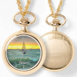 Zeilboot op Banderas Bay 0884 Ketting Horloge<br><div class="desc">Schilder 'Sailboot on Banderas Bay 0884' Collectie Personaliseer je op de productpagina of klik op de button Aanpassen voor meer ontwerpopties. Ontworpen uit mijn schilderij "Sailboot on Banderas Bay 0884",  die een zeilboot vangt op de Banderas Bay in Puerto Vallarta,  Mexico. Overeenkomende producten zijn beschikbaar in dit collectie.</div>