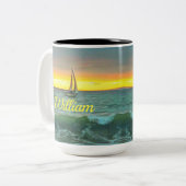 Zeilboot op Banderas Bay 0884 Tweekleurige Koffiemok (Voorkant links)