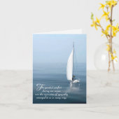 Zeilboot op Blauw Water voor Sympathie Dank U Kaart (Gele Bloem)