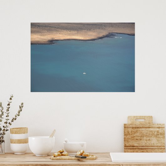 Zeilboot op blauw Zee – Landschapsfotografie Print (Keuken)