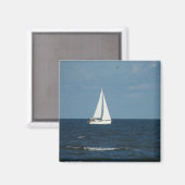 Zeilboot op Blauw Zee Magneet (Voorkant / Achterkant)