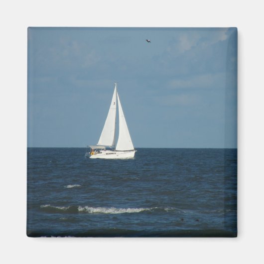 Zeilboot op Blauw Zee Magneet (Voorkant)