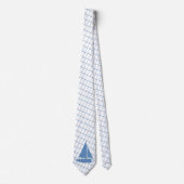 Zeilboot op Blue Check Necktie Stropdas (Voorkant)