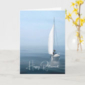 Zeilboot op Blue Water Pensioen Kaart (Gele Bloem)