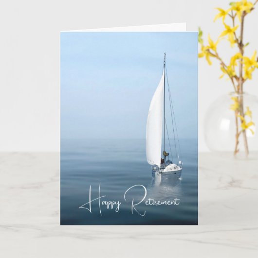 Zeilboot op Blue Water Pensioen Kaart (Gele Bloem)